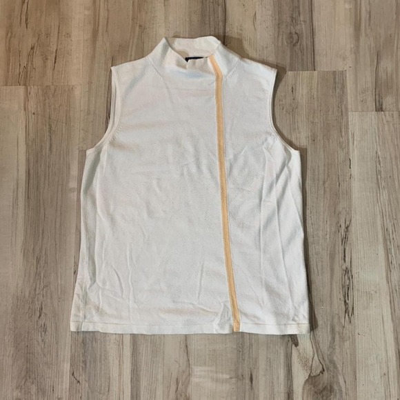 Izod Tops - Izod white and orange striped sleeveless shirt Medium